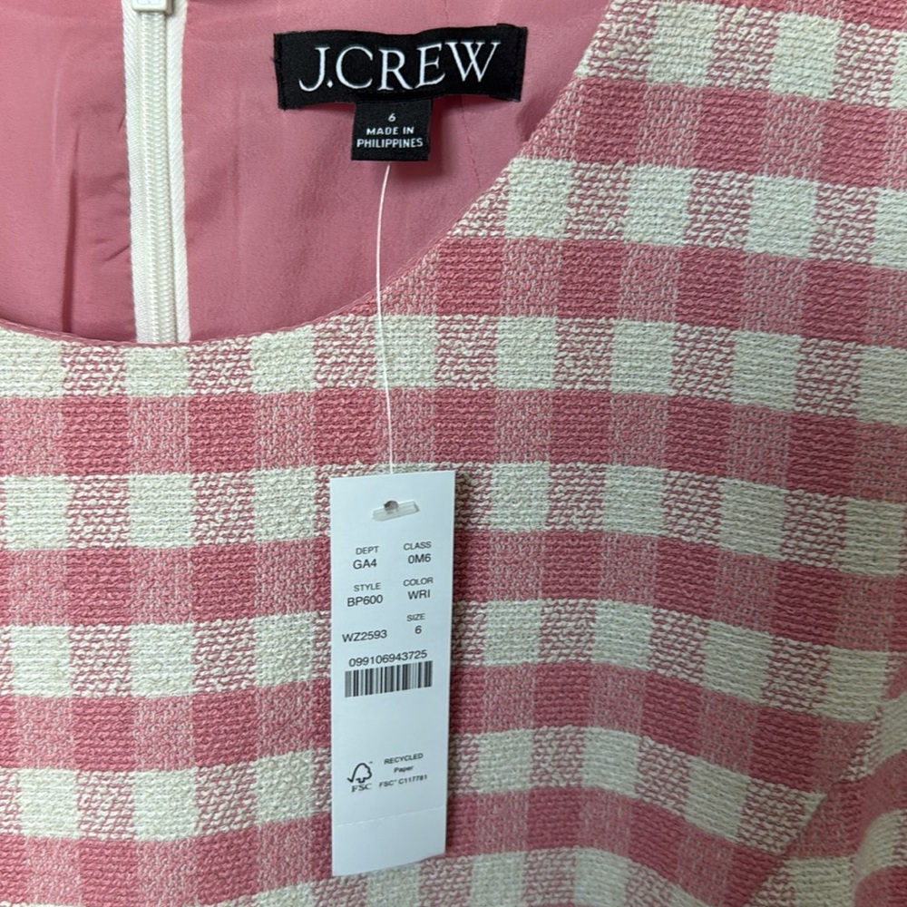 “J. CREW” Gingham Terry Tweed Lady Day Dress - Picture 6 of 7